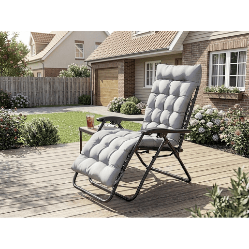 Almofada para cadeirão de jardim em tecido Romy - 164 x 52 x 10 cm - Cinzento claro