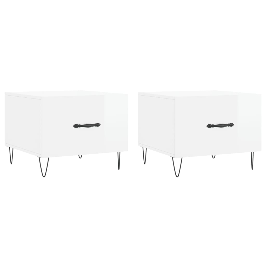 2 uds Mesas de Centro - Mesas de Café 50x50 Blanco Brillo