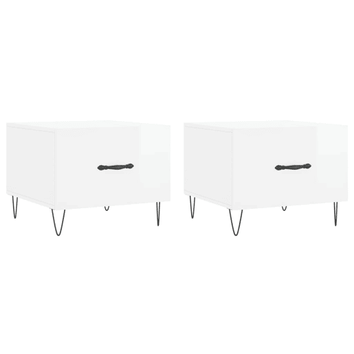 2pcs Mesas de Centro - Mesas baixas 50x50x40 cm branco brilhante