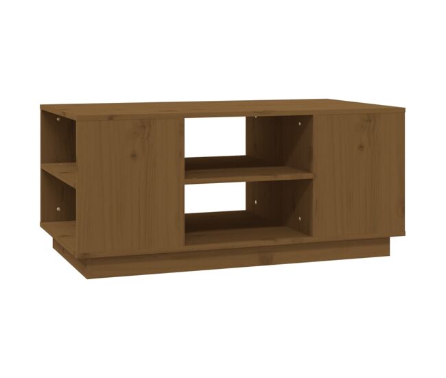 Mesa de café - mesa de centro madera maciza de pino marrón miel 90x49x40,5 cm