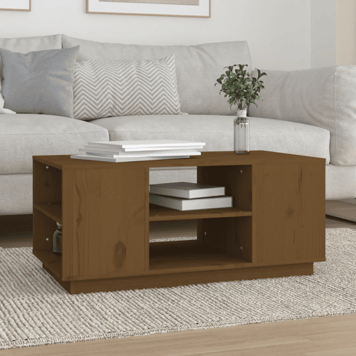 Mesa de Centro, Mesa baixa, 90x49x40,5 cm madeira pinho maciça castanho mel