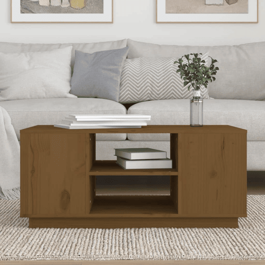 Mesa de Centro, Mesa baixa, 90x49x40,5 cm madeira pinho maciça castanho mel