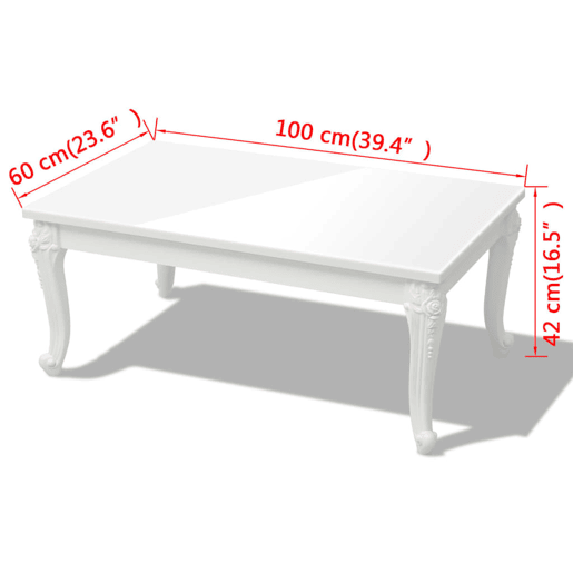Mesa de Centro, Mesa baixa,, 100x60x42 cm, branco brilhante Mesa de Centro, Mesa baixa,, 100x60x42 cm, branco brilhante