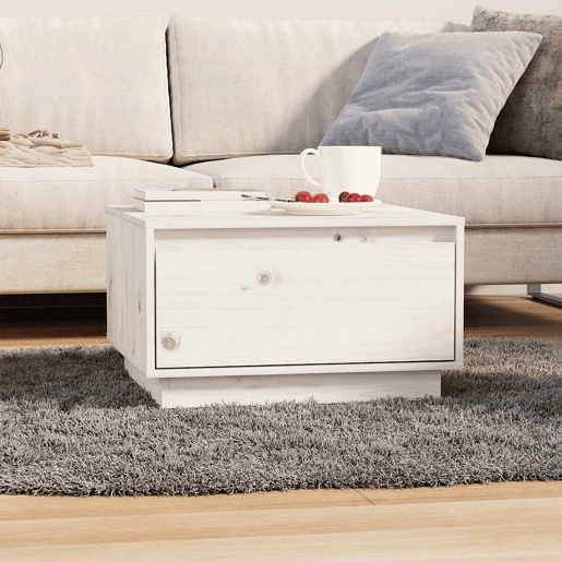 Mesa de Centro, Mesa baixa, 55x56x32 cm pinho maciço branco