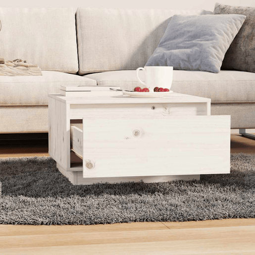 Mesa de Centro, Mesa baixa, 55x56x32 cm pinho maciço branco