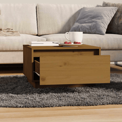 Mesa de Centro, Mesa baixa, 55x56x32 cm pinho maciço castanho mel