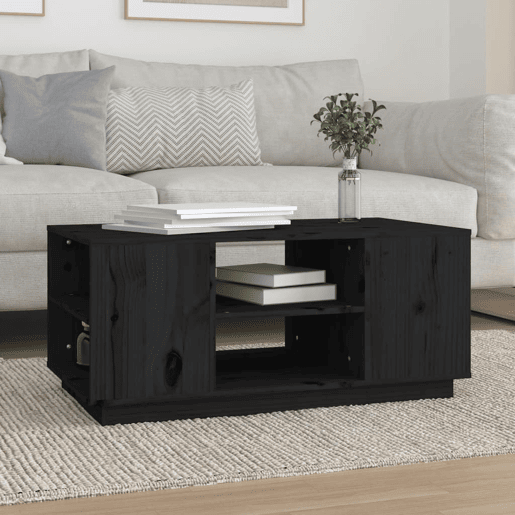 Mesa de Centro, Mesa baixa, 90x49x40,5 cm madeira de pinho maciça preto
