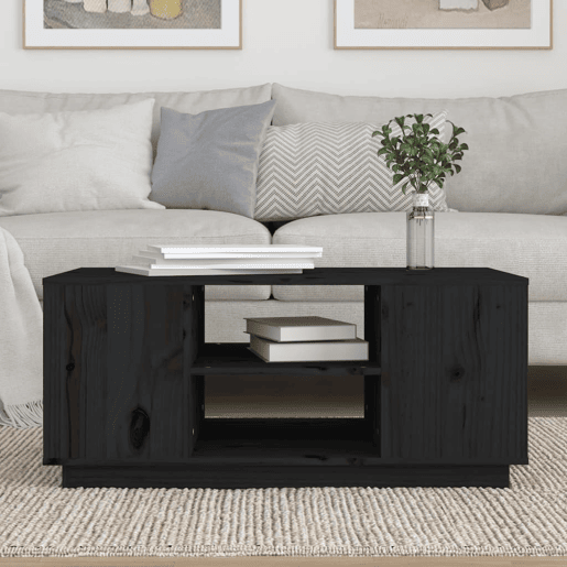Mesa de Centro, Mesa baixa, 90x49x40,5 cm madeira de pinho maciça preto