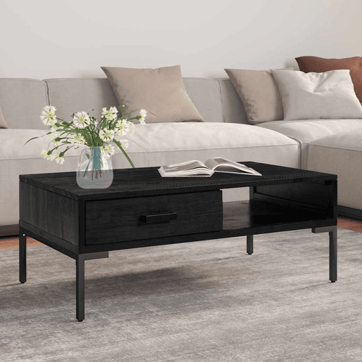 Mesa de Centro, Mesa baixa, 90x50x35 cm pinho maciço preto Mesa de Centro, Mesa baixa, 90x50x35 cm pinho maciço preto