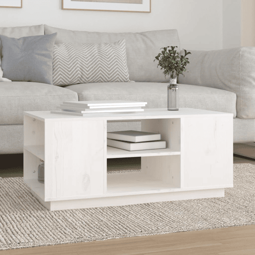 Mesa de Centro, Mesa baixa, 90x49x40,5 cm madeira de pinho maciça branco