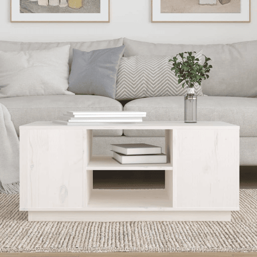 Mesa de Centro, Mesa baixa, 90x49x40,5 cm madeira de pinho maciça branco
