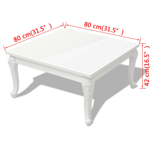 Mesa de Centro, Mesa baixa,, 80x80x42 cm, branco brilhante Mesa de Centro, Mesa baixa,, 80x80x42 cm, branco brilhante