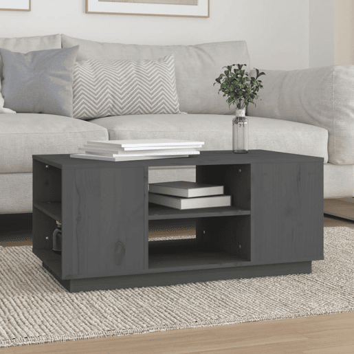 Mesa de Centro, Mesa baixa, 90x49x40,5 cm madeira de pinho maciça cinzento
