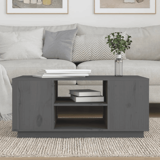 Mesa de Centro, Mesa baixa, 90x49x40,5 cm madeira de pinho maciça cinzento