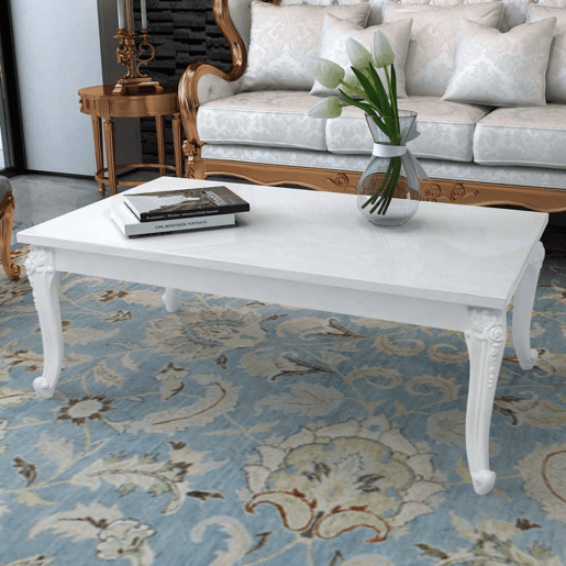 Mesa de Centro, Mesa baixa, 115x65x42 cm branco brilhante Mesa de Centro, Mesa baixa, 115x65x42 cm branco brilhante