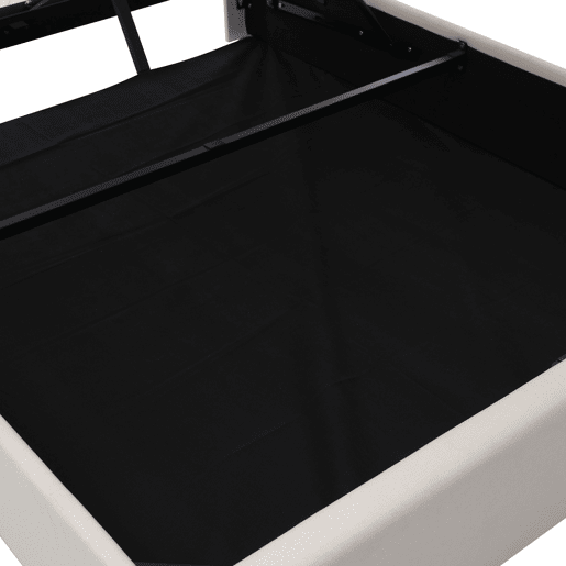 Cama contentora em tecido de linho 160x200 cm - com porta USB e estrado - Bege