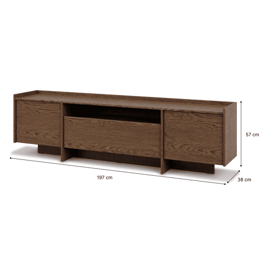 Móvel de TV 3 portas 200 cm Japandi Madeira escura