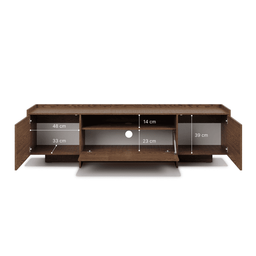 Móvel de TV 3 portas 200 cm Japandi Madeira escura