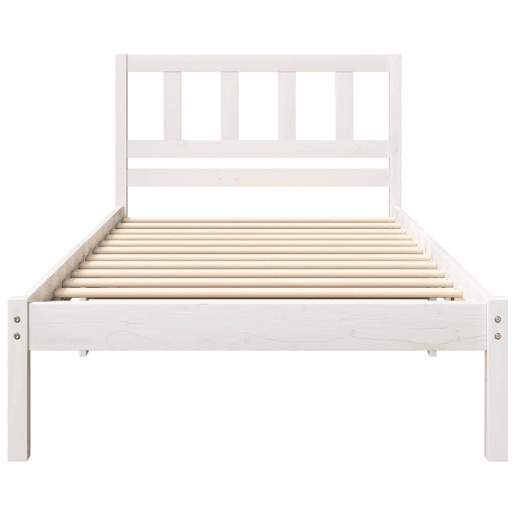 Estrutura de cama de solteiro para adultos - Branco 90 x 190 cm Madeira de Pinheiro Sólida