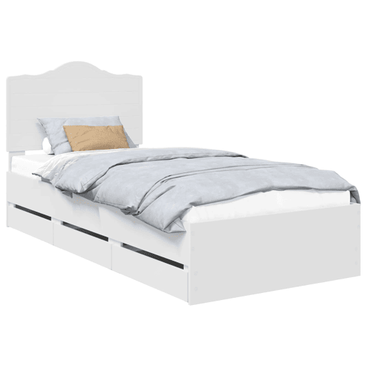 Estrutura de cama de solteiro para adultos Branco 90 x 190 cm Madeira de Engenharia