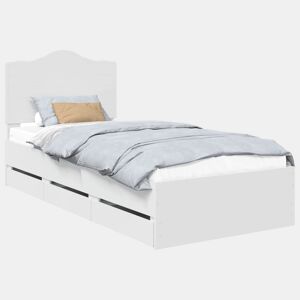 Estrutura de cama de solteiro para adultos Branco 90 x 190 cm Madeira de Engenharia