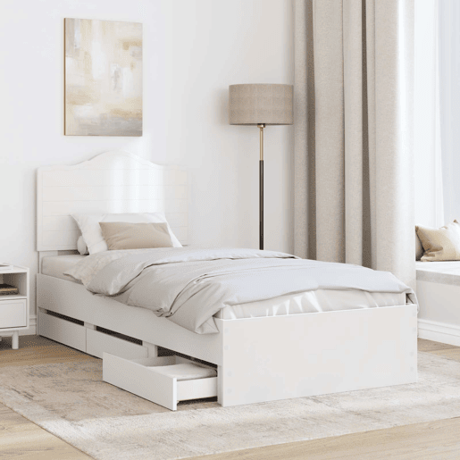 Estrutura de cama de solteiro para adultos Branco 90 x 190 cm Madeira de Engenharia