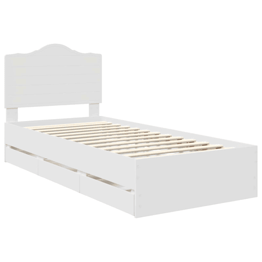 Estrutura de cama de solteiro para adultos Branco 90 x 190 cm Madeira de Engenharia