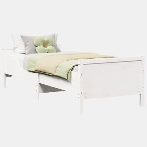 Estrutura de cama de solteiro para adultos - Branco 80 x 200 cm Madeira processada