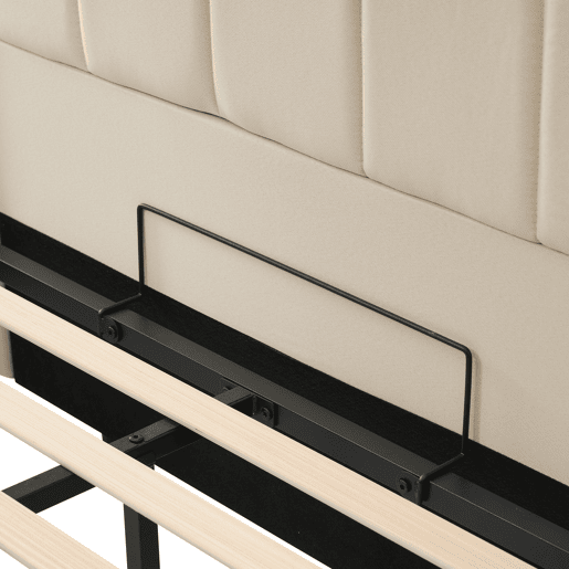 Cama estofada 160x200 - arrumação, LED com controlo por aplicação e USB-C - Bege