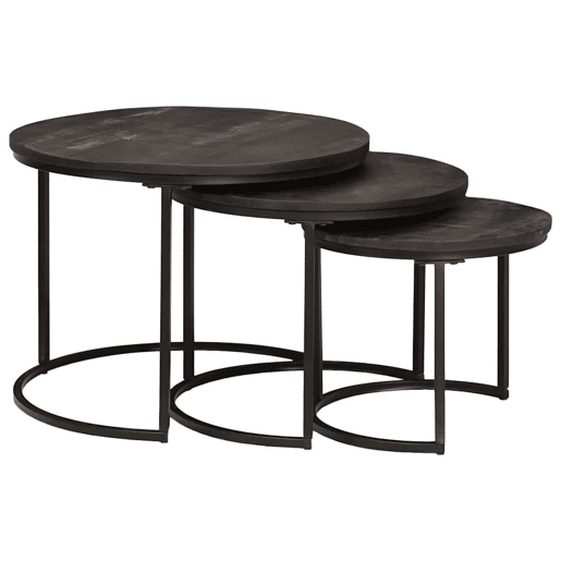 3 pcs Mesas de Centro Empilháveis - Mesas baixas Preto