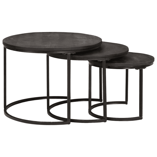 3 pcs Mesas de Centro Empilháveis - Mesas baixas Preto