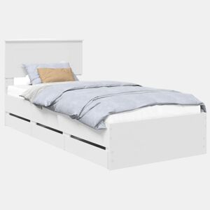 Estrutura de cama de solteiro para adultos Branco 90 x 200 cm Madeira de Engenharia
