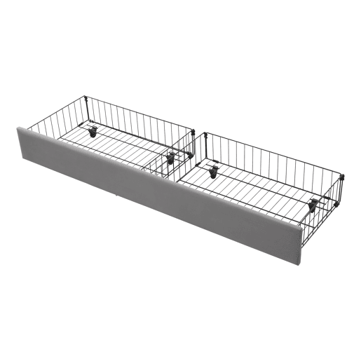 Cama contentora estofada em veludo 160x200cm - com gaveta e estrado de molas - Cinzento (sem colchão)
