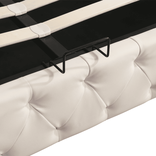 Cama contentora 140x200 cm em pele sintética - com cabeceira regulável - Branco