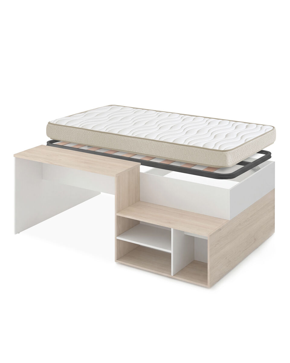 Pack Cama escritorio Kric, Colchón Nova, Somier lama ancha
