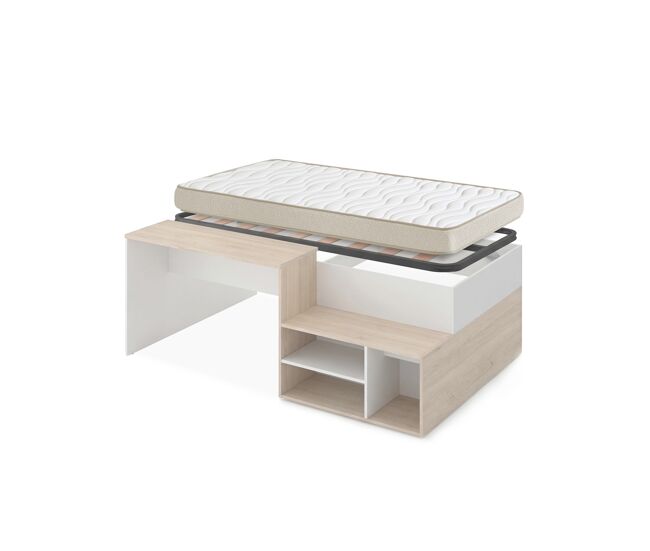 Pack ahorro cama escritorio kric con colchón nova y somier lama ancha 90 x 190 cm