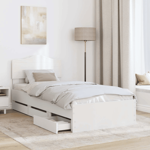 Estrutura de cama de solteiro para adultos - Branco 100 x 200 cm Madeira de Engenharia