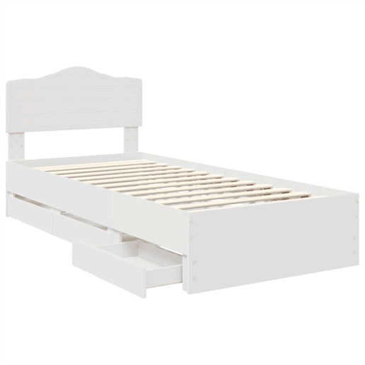 Estrutura de cama de solteiro para adultos - Branco 100 x 200 cm Madeira de Engenharia