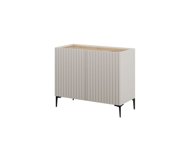 Aparador nora de 2 puertas beige / madera natural mueble de salón estilo nórdico almacenaje - homekit