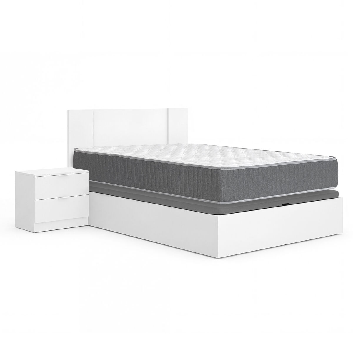 Pack Canapé Cabecero, 2 Mesas Flow, Colchón viscoelástico Aurea