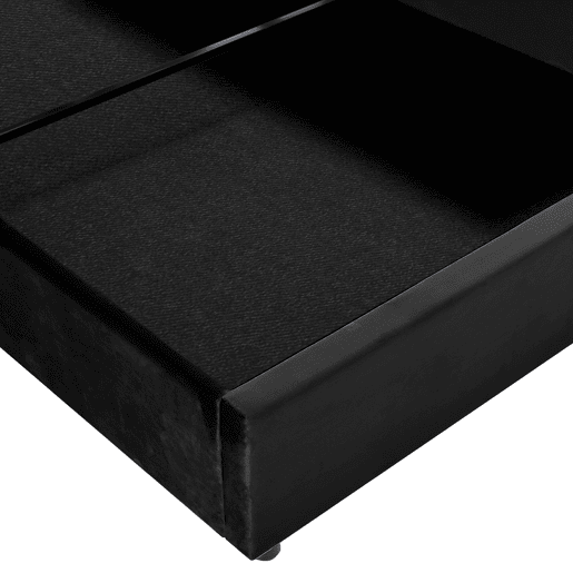 Cama de casal 140x200 - Estofada, cabeceira ajustável, estrado metálico, amplo espaço de arrumação - Preto