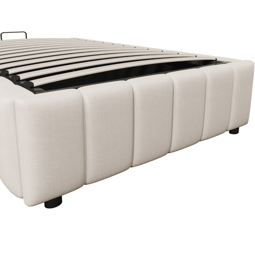 Cama estofada, 90x200 cm - armazenamento hidráulico, sem cabeceira, sem colchão - Bege