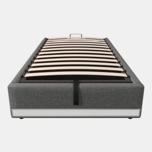 Cama estofada 90*200 cm - Com LED, USB, Tipo C, Armazenamento hidráulico - Cinza