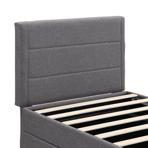 Cama articulada com estrado de ripas - 90x200 cm - tecido de linho - Cinzento