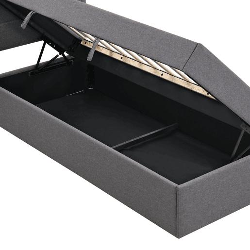 Cama articulada com estrado de ripas - 90x200 cm - tecido de linho - Cinzento