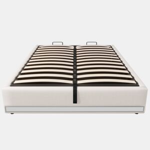 Cama estofada 140*200 cm - LED com comando à distância, USB e Type-C, armazenamento hidráulico - Bege