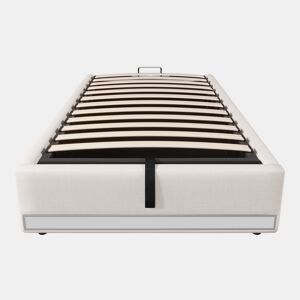 Cama com arrumação 90x200cm - LED com comando à distância, USB e Tipo-C, sem cabeceira, função hidráulica - Bege