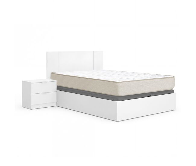 Pack ahorro matrimonio canapé, cabecero con 2 mesitas flow y colchón viscoelástico nova plus 135 x 190 cm