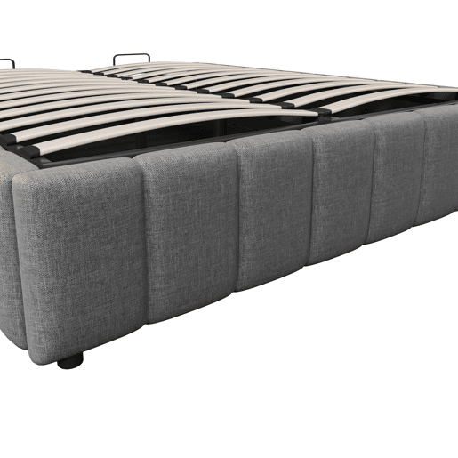 Cama estofada 140x200cm - Armazenamento hidráulico, sem cabeceira, sem colchão - Cinza