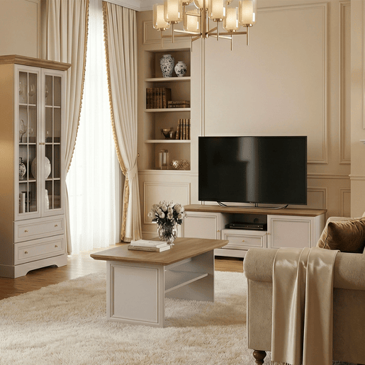 Móvel TV de 2 portas e 1 gaveta 155 cm Dulci Caxemira e Madeira